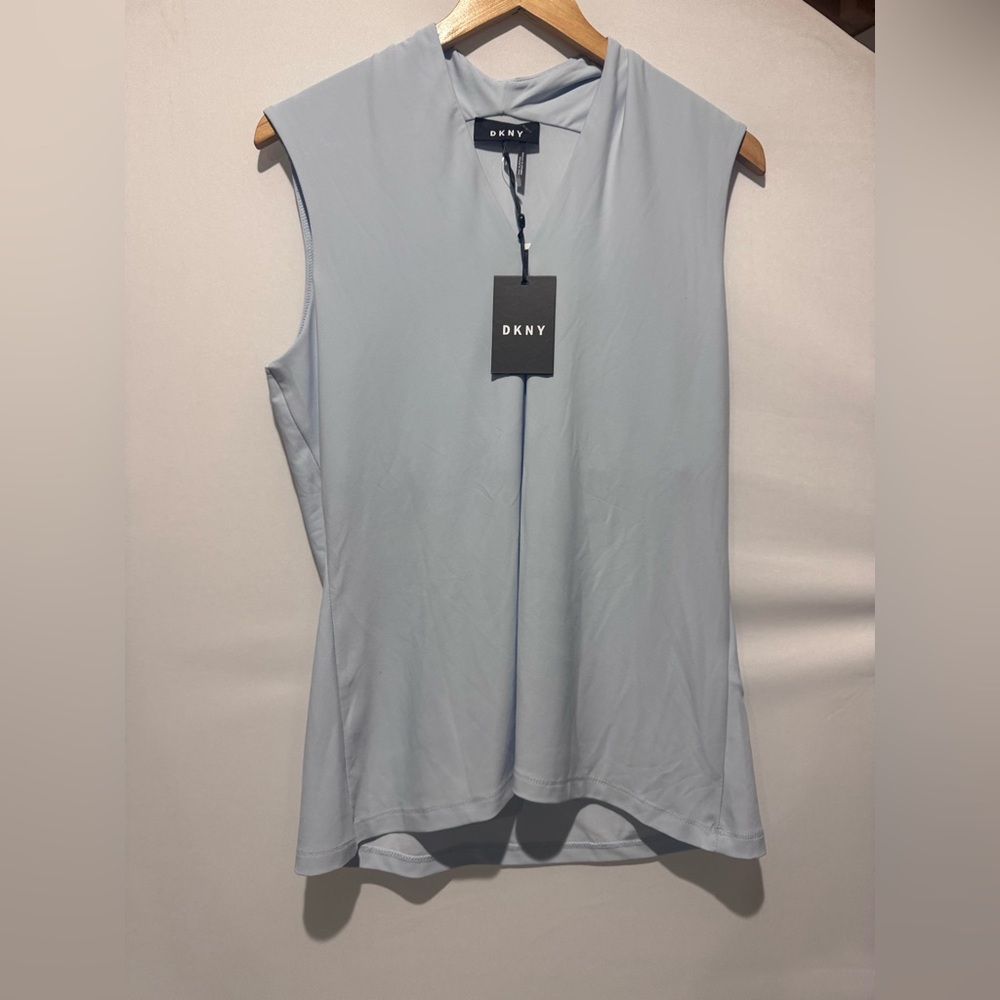 DKNY Gray Sleeveless Tank Top with Minimalist Design